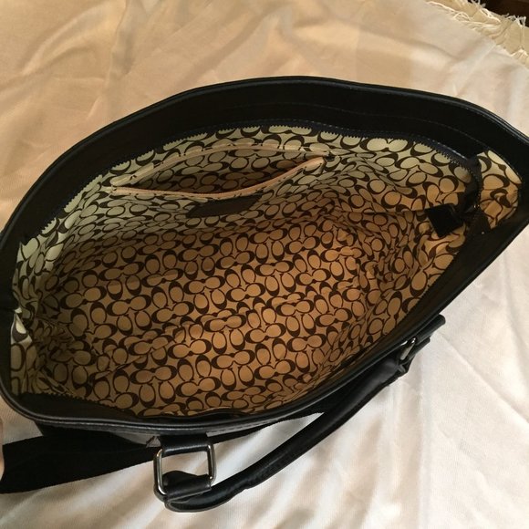 Coach Black Leather Messenger Bag - Picture 4 of 8